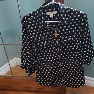 MICHAEL Michael Kors BLACK and White Polka Dot Blouse